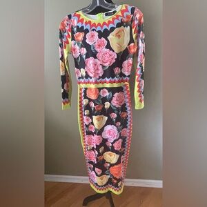 AKIRA Multicolor Floral Long Sleeve Dress
